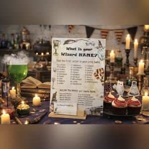 Wizard Party Game “What Is Your Wizard Name?” Activity Cards Magical Theme Party